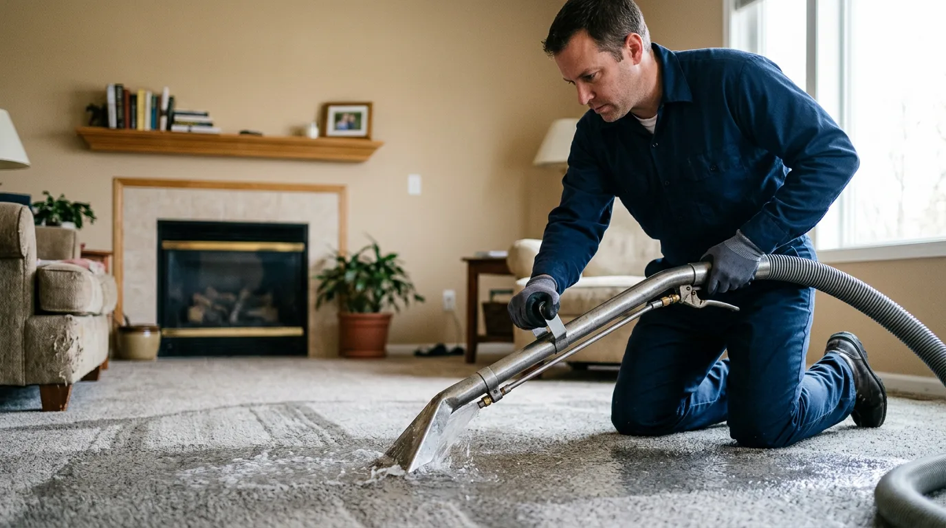 Water damage restoration technician working near Grandin, MO